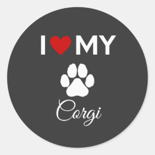 I love my Corgi dog custom text Classic Round Sticker