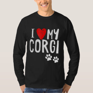 I Love My Corgi Dog Paws And Craft Red Heart T-Shirt