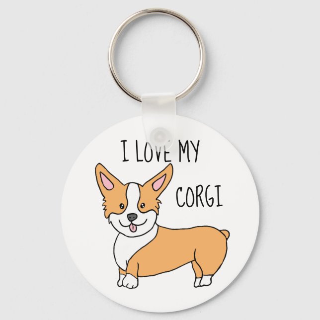 I Love My Corgi Key Ring (Front)