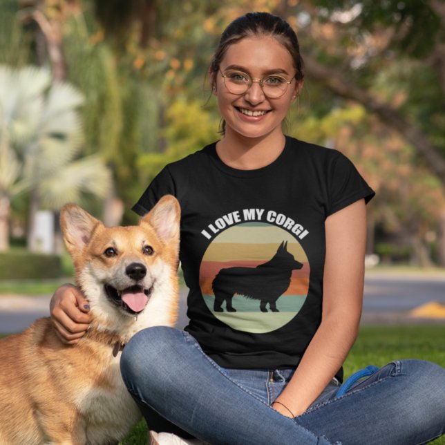 I Love My Corgi Retro Sunset T-Shirt (Creator Uploaded)