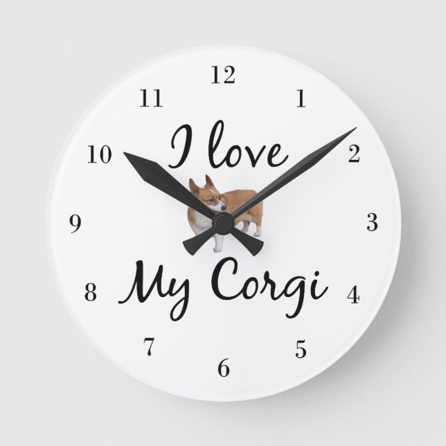 I Love My Corgi Round Clock (Front)