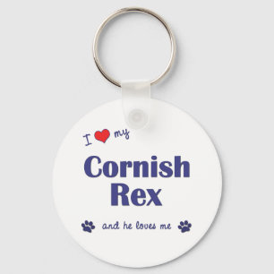 I Love My Cornish Rex (Male Cat) Key Ring
