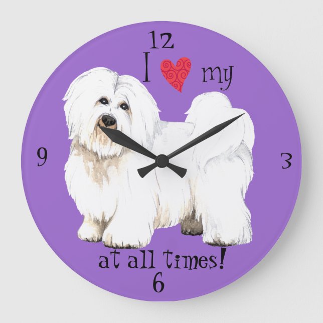 I Love my Coton de Tulear Large Clock (Front)