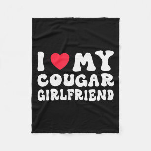 I Love My Cougar Gf Heart Girlfriend Funny Age Gap Fleece Blanket