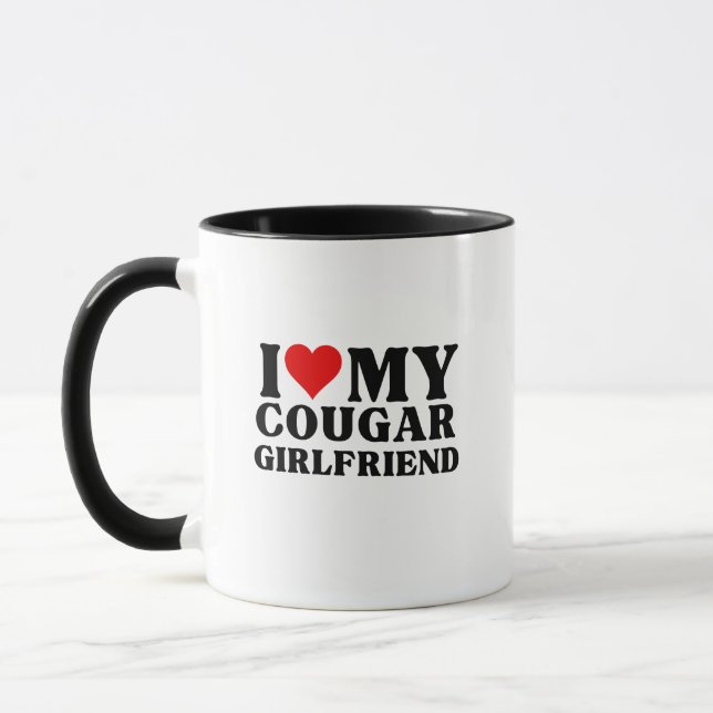 I Love My Cougar Girlfriend I Heart My Cougar Girl Mug (Left)