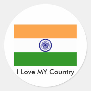 I Love MY Country India Classic Round Sticker