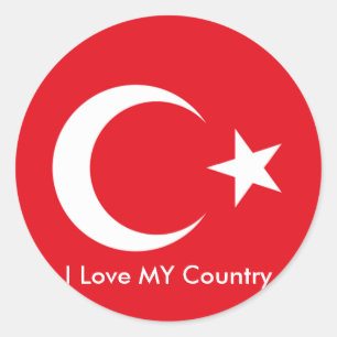I Love MY Country Turkey Flag The MUSEUM Zazzle Classic Round Sticker