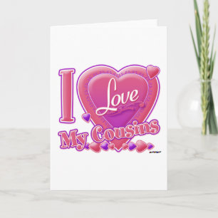 I Love My Cousins pink/purple - heart Holiday Card