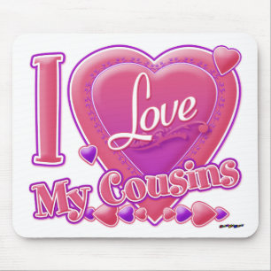 I Love My Cousins pink/purple - heart Mouse Pad