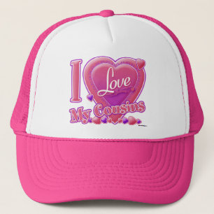 I Love My Cousins pink/purple - heart Trucker Hat