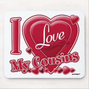 I Love My Cousins red - heart Mouse Pad
