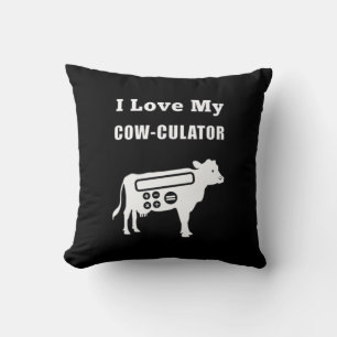 I Love My Cow-culator Funny Math Calculator Pun Cushion