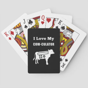 I Love My Cow-culator Funny Math Calculator Pun Playing Cards