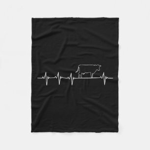 I Love My Cow Valve Ekg Heartbeat Heart Patient Fleece Blanket