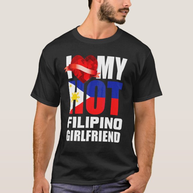 I Love My Crazy Filipino Girlfriend Crystal Heart  T-Shirt (Front)