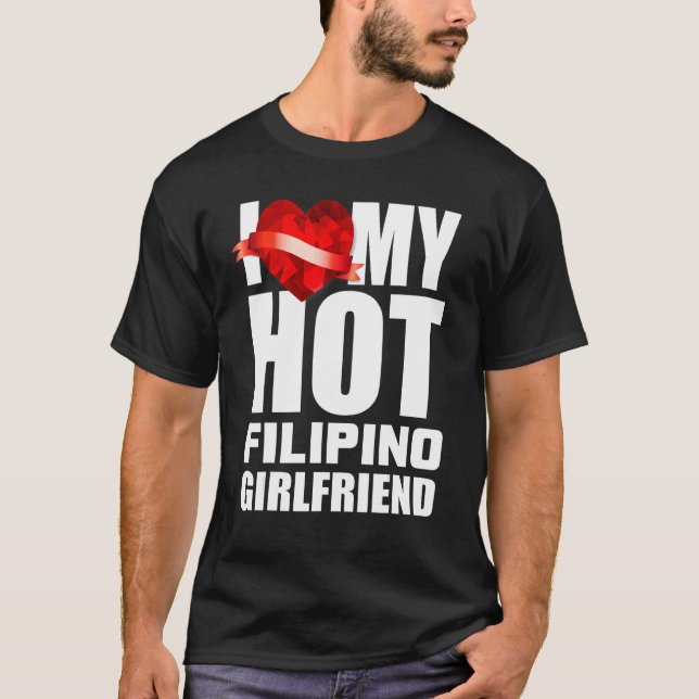 I Love My Crazy Filipino Girlfriend Crystal Heart  T-Shirt (Front)