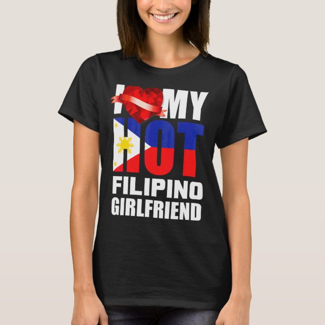 I Love My Crazy Filipino Girlfriend Crystal Heart  T-Shirt (Front)