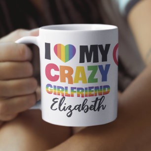 I love my crazy girlfriend 2 photo lgbtq+ rainbow coffee mug