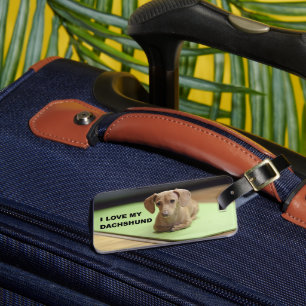 I Love My Cream Dachshund with picture Luggage Tag