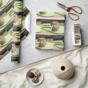 I Love My Cream Dachshund with picture Wrapping Paper