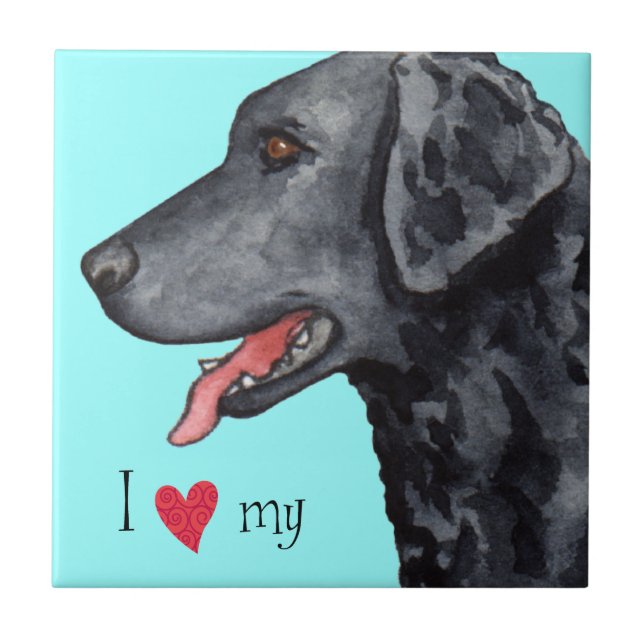 I Love my Curly-Coated Retriever Ceramic Tile (Front)