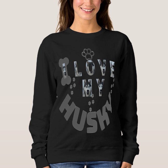 I Love My Cute Husky Dog Active Sweatshirt (Front)
