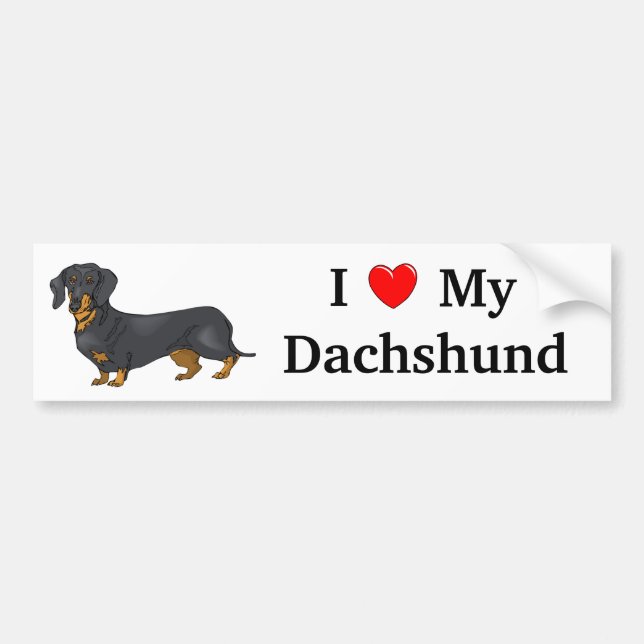 I Love My Dachshund Bumper Sticker (Front)