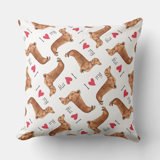 I Love my Dachshund Cushion (Front)