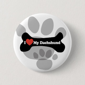 I Love My Dachshund - Dog Bone 6 Cm Round Badge