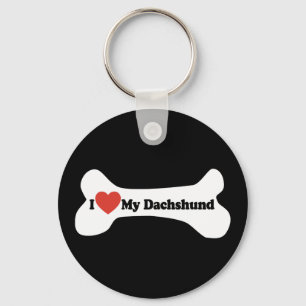 I Love My Dachshund - Dog Bone Key Ring