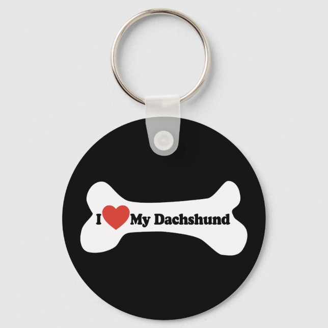 I Love My Dachshund - Dog Bone Key Ring (Front)