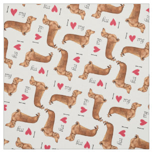 I Love my Dachshund Fabric