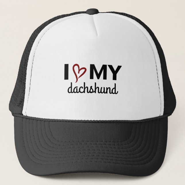 I Love My Dachshund Hat (black) (Front)