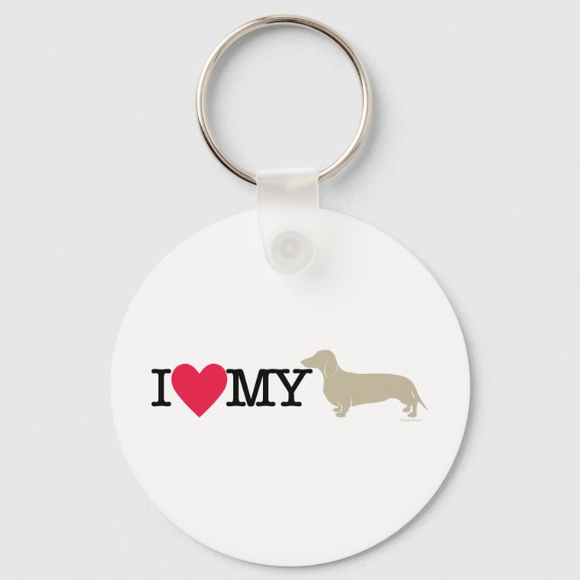 I Love My Dachshund ! Key Ring (Front)