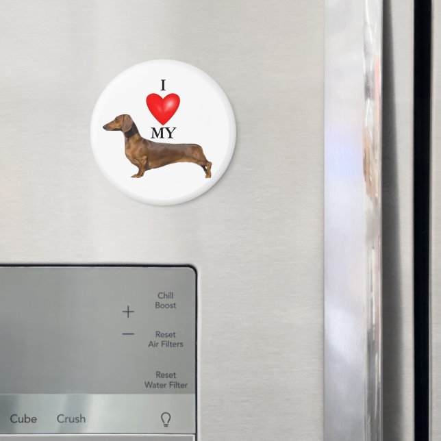 I Love My Dachshund Red Heart Magnet (In Situ (Fridge))