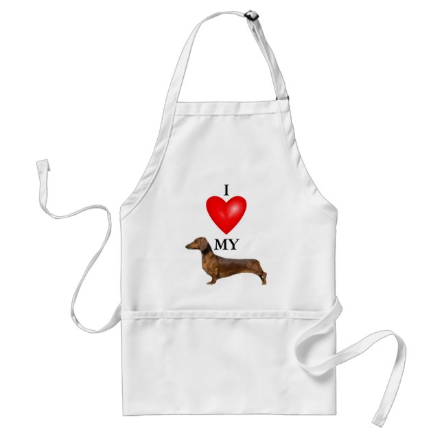 I Love My Dachshund Red Heart Standard Apron (Front)