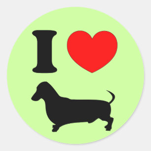 I Love My Dachshund Red Heart Wiener Dog Classic Round Sticker