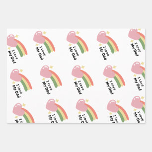 I Love My Dad Father's Day Birthday's Gift Design  Wrapping Paper Sheet