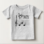 I Love My Dad Music Notes Heart Treble Clef Funny  Baby T-Shirt<br><div class="desc">A fun design that will make you smile every time you see it. This I Love My Dad Music Note design is perfect for all musicians and music lovers that love their dad. A great gift idea to give to that little up and coming musician. A design fitting for music...</div>