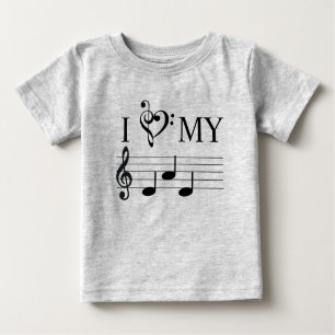 I Love My Dad Music Notes Heart Treble Clef Funny  Baby T-Shirt