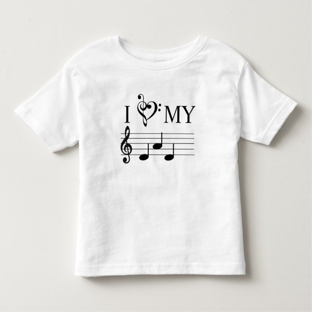 I Love My Dad Music Notes Heart Treble Clef Funny Toddler T-Shirt (Front)