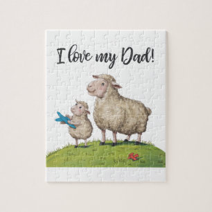 I Love My Dad Sheep Jigsaw Puzzle