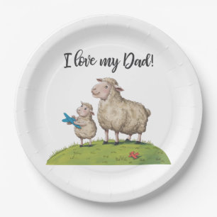 I Love My Dad Sheep Paper Plate
