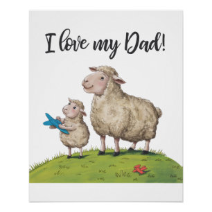 I Love My Dad Sheep Poster