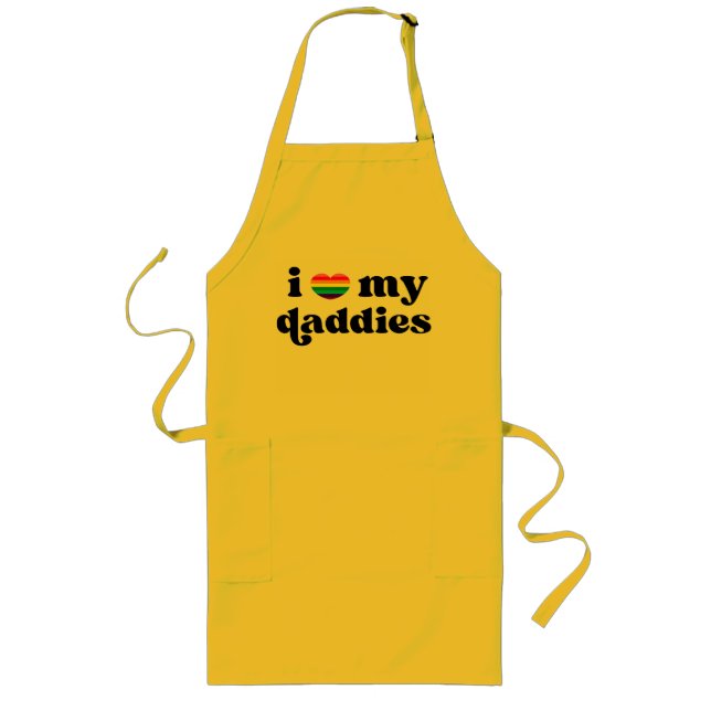 I Love My Daddies Baby Gay Dads Rainbow Heart Long Apron (Front)
