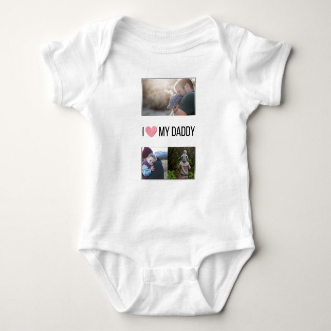 I LOVE MY DADDY BABY CLOTHES CUSTOM PHOTO BABY BODYSUIT (Front)
