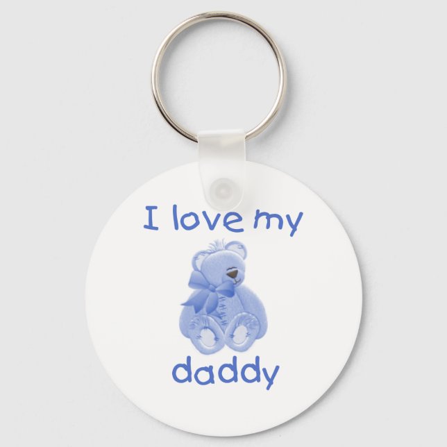 I Love My Daddy (blue bear) Key Ring (Front)