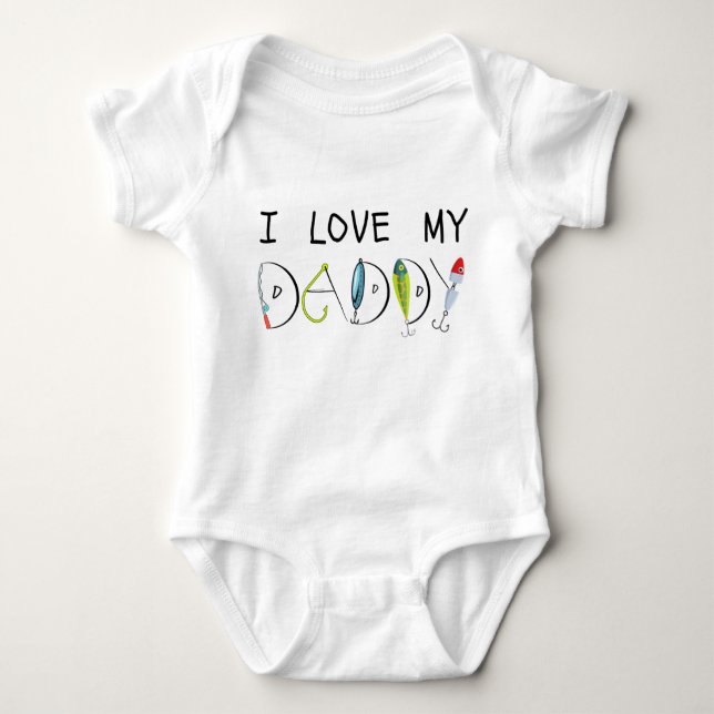 I Love My Daddy Fathers Day Gift-Gone Fishing  Baby Bodysuit (Front)