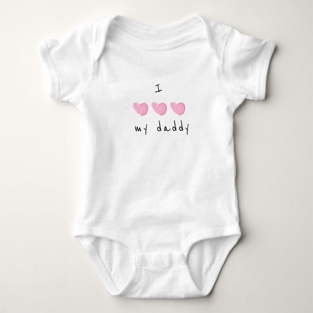 I Love My Daddy Pink Heart Baby Bodysuit (Front)