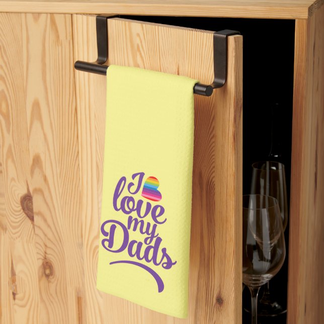 I Love My Dads - LGBTQ Father's Day Pride Tea Towel (Thirds Fold)